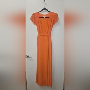 Eva Mendes for New York & Company Vibrant Orange Wrap Maxi Dress